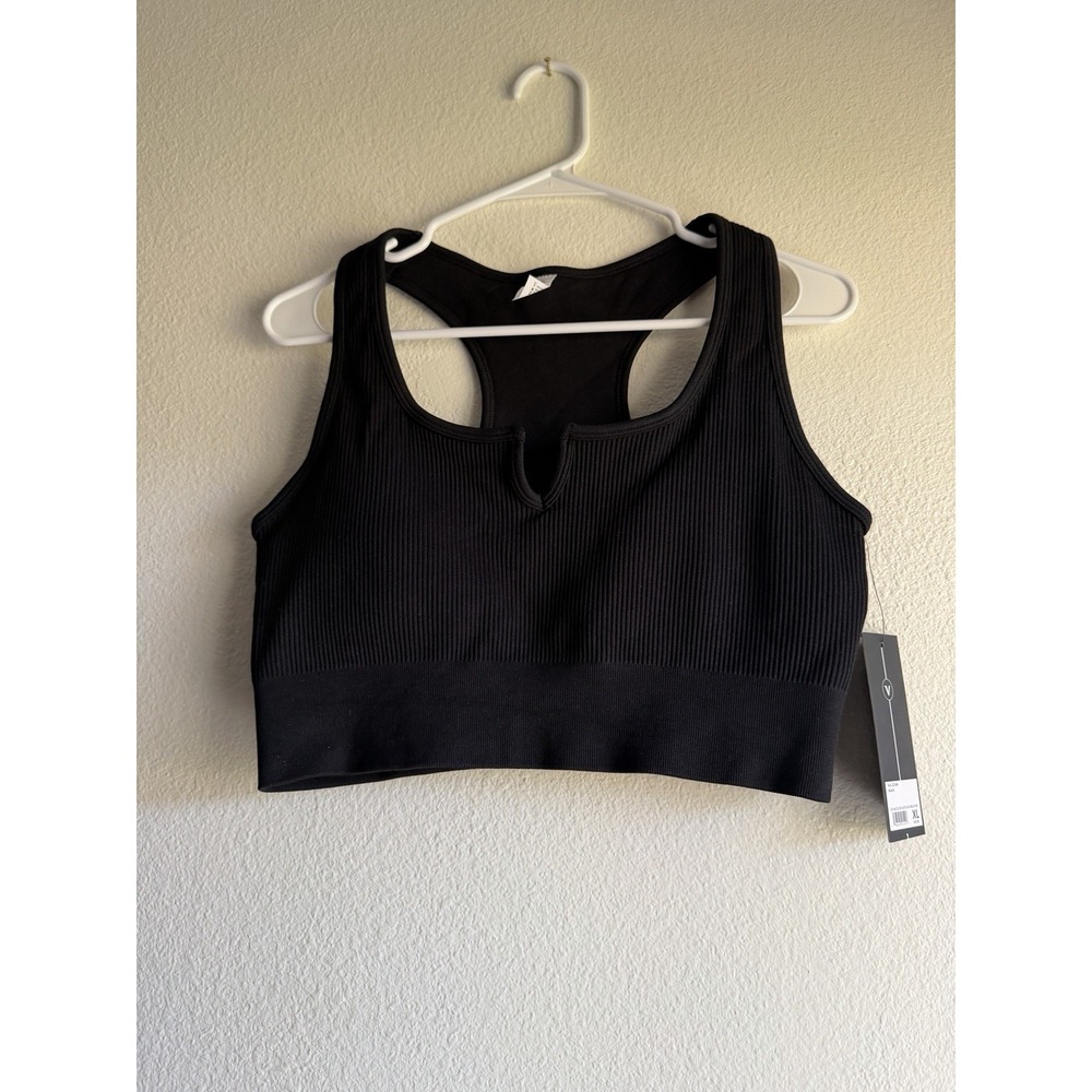 Velocity Women's Seamless‎ Rib Abyss Racerback Sports Bra Black Size XL NWT